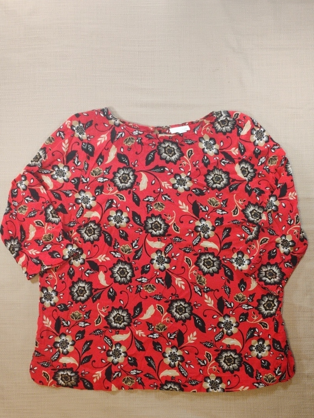 J. Jill Red Floral Scoopneck Blouse